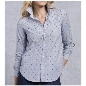 Frank & Eileen Button Down Frank Shirt  XL Blue Stripe Navy Heart Print Preppy